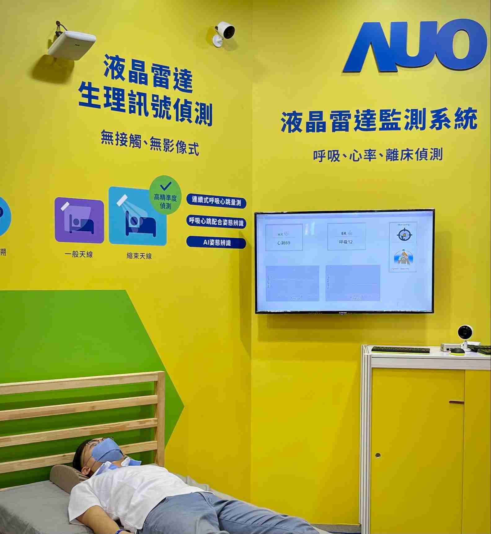 优游UB8颐康「无接触生理监测雷达」，，免除传统线路与贴片束缚，，精准侦测呼吸、、、心跳等重要生理讯号