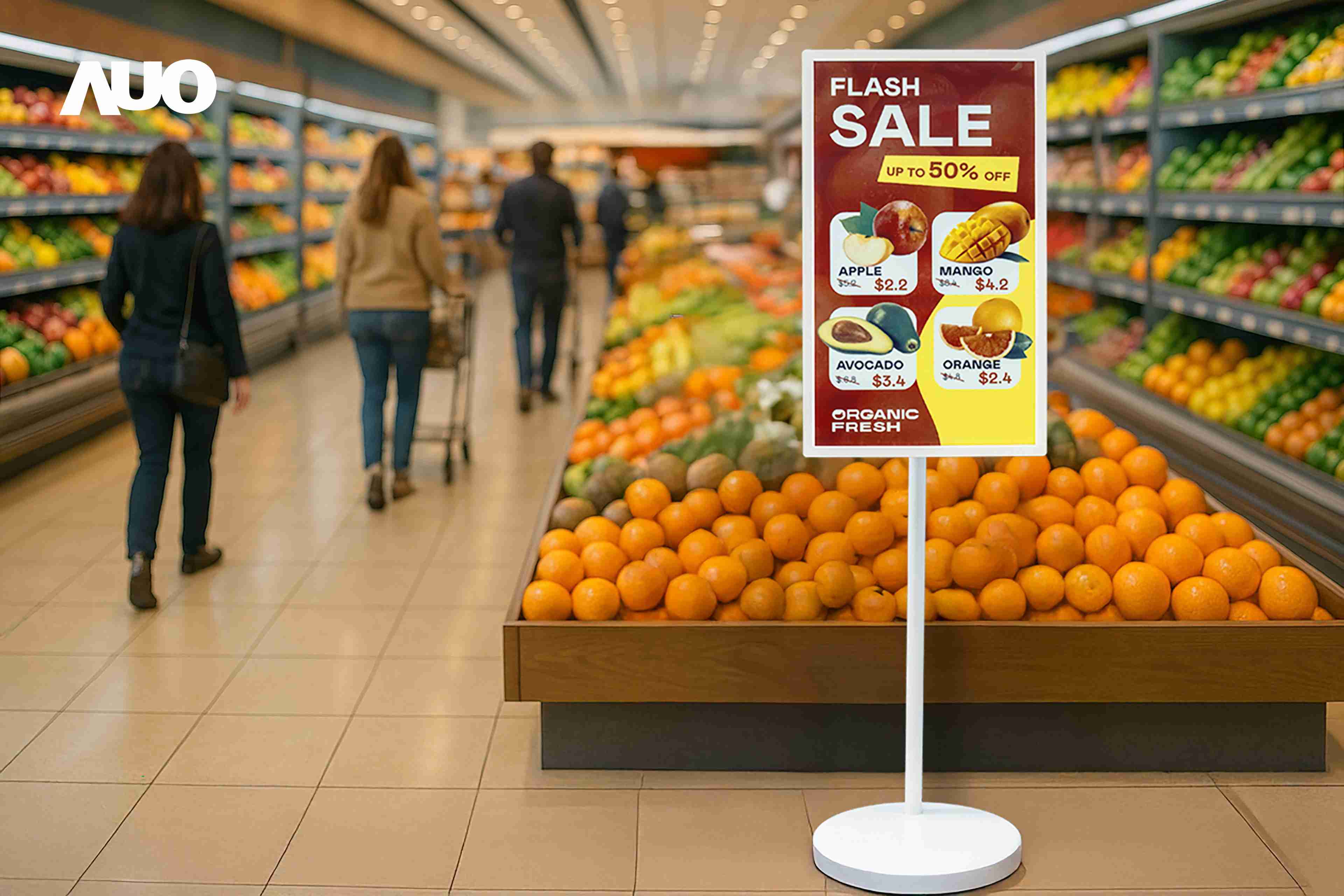 达擎首亮相低功耗、、、、全彩的〝aecoPost电子纸解决方案〞，，仅在更新画面时需要微量的电力驱动，，，，无需布建电线的便捷设计，，使其可灵活应用、、随意置放，，，并可透过云端或行动装置app，，，，轻松管理及排程广告内容，，，晋升店头营销利器。。